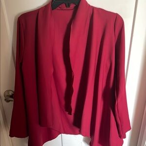 Elegant Red Open Front Blazer